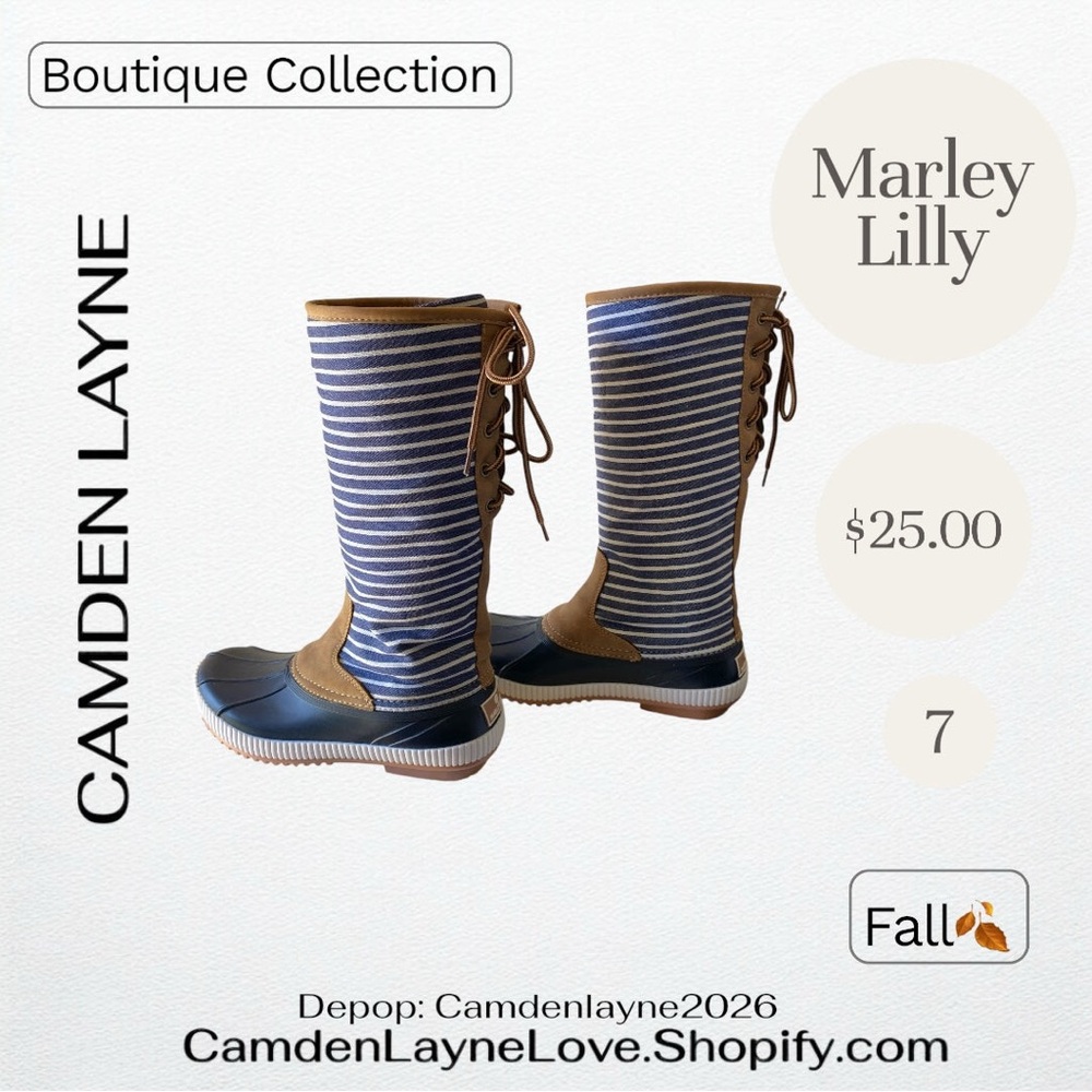 Marley Lilly’s Women's Blue and Tan Winter Boots - Picture 5 of 5